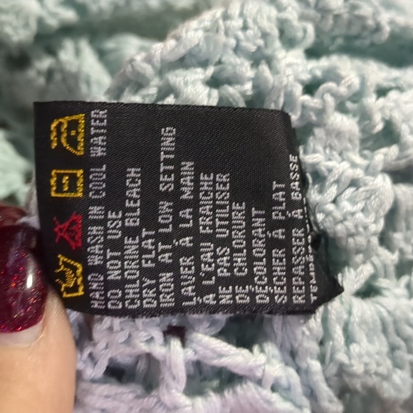 TRIBAL* boho bell sleeve picot trim tie front crochet long sleeve XL cardigan - Picture 10 of 10